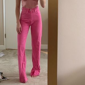 Zara hot pink straight jeans